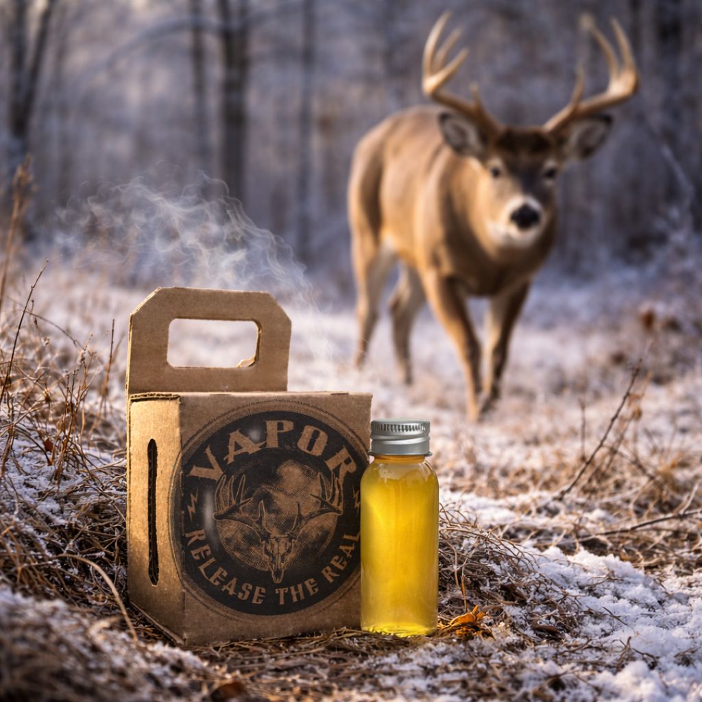 WARM WICK® product visual showing thermal activation setup for cold-weather deer signal deployment.