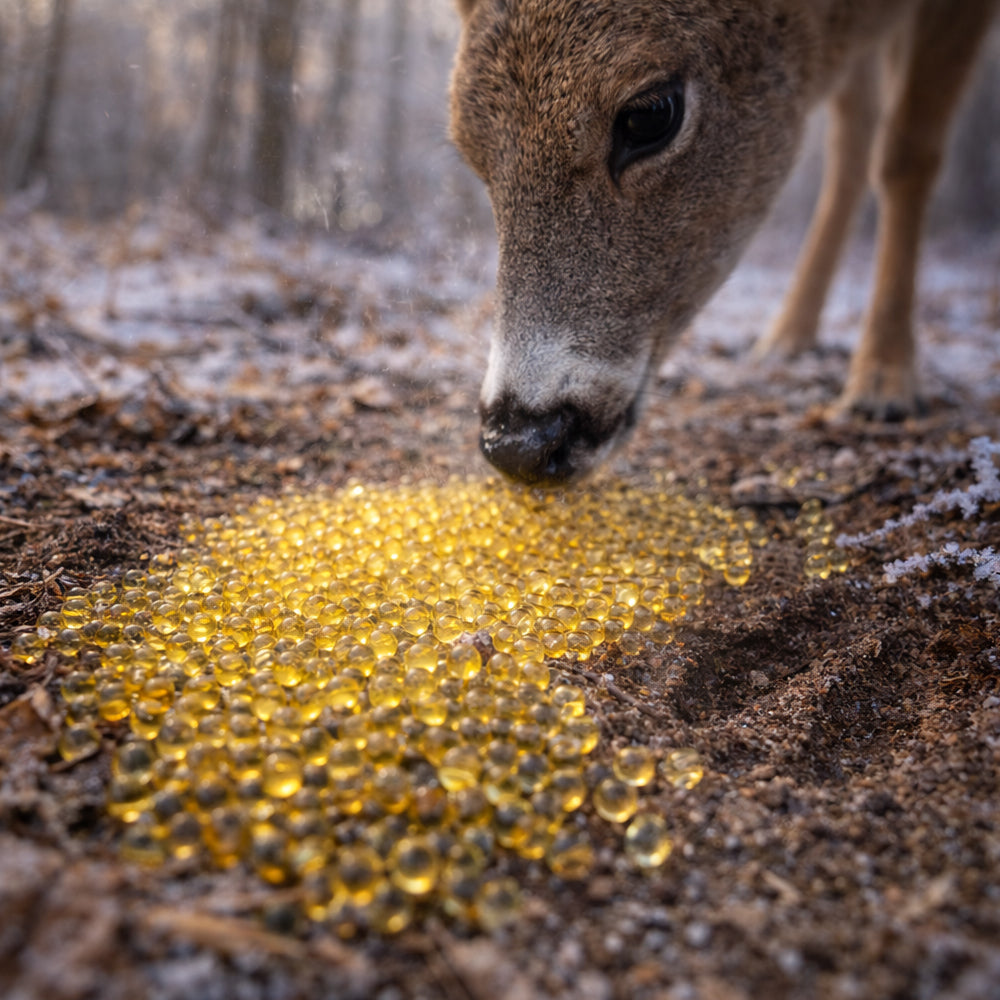 Signal Beads™ product image showing controlled surface-ready deer signal beads for field deployment.