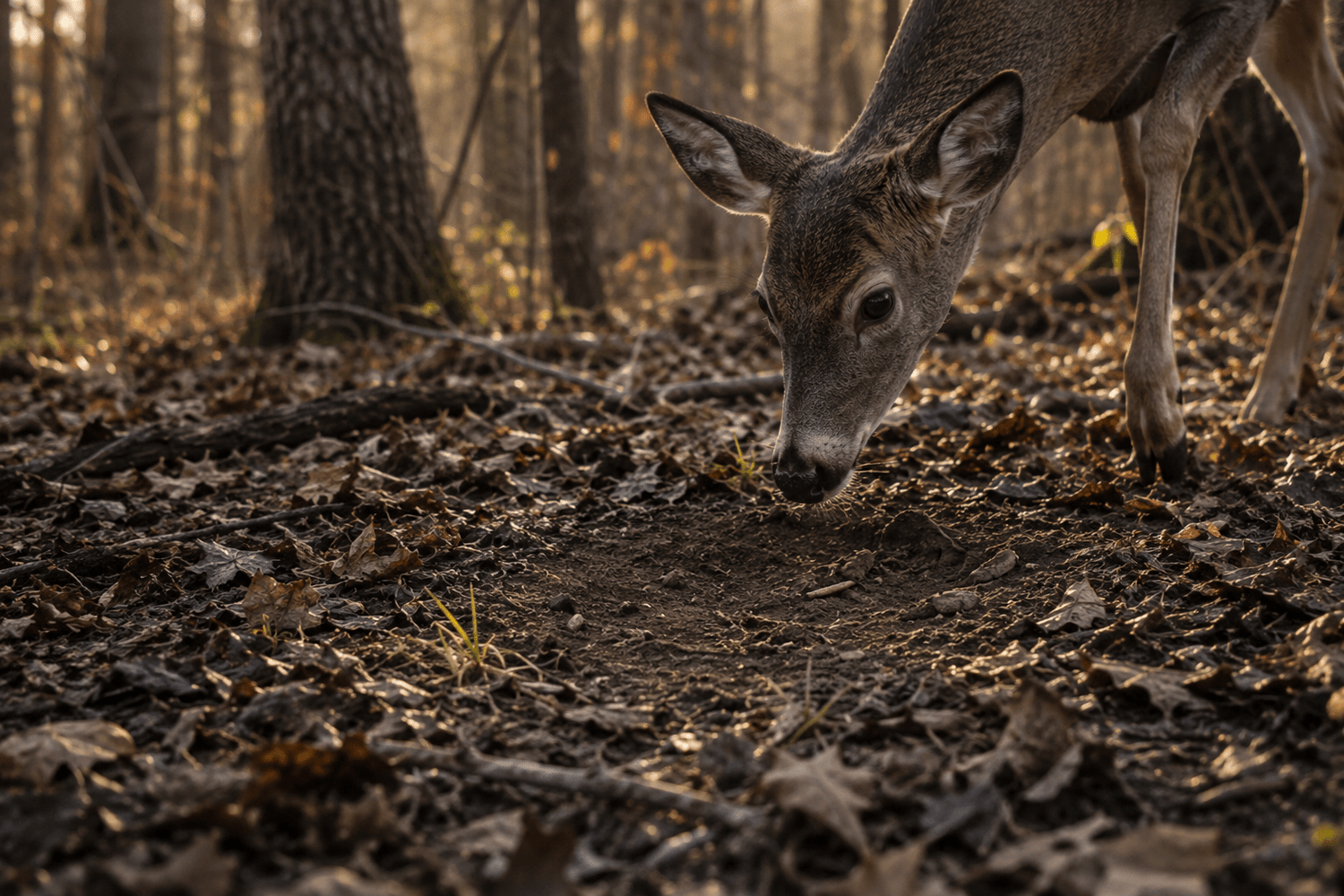 Signal Beads™ visual showing controlled deer signal placement on the ground for field deployment.
