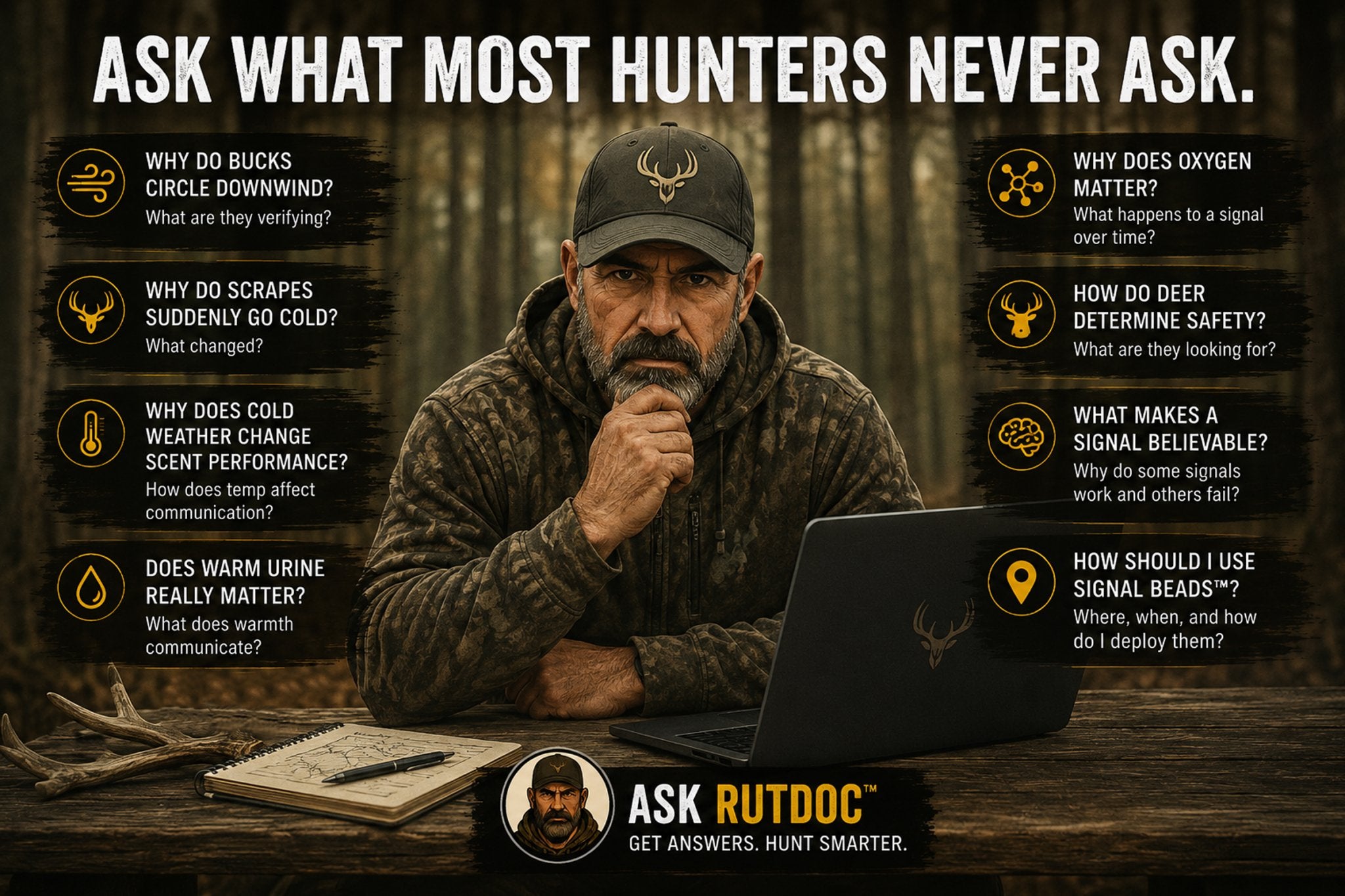 Ask RutDoc for deer signal strategy, scent deployment guidance, and hunting condition support.