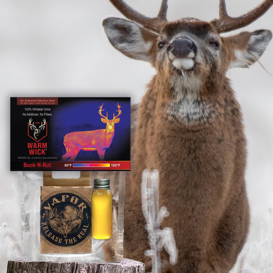 WARM WICK® Buck-N-Rut thermal activation system with dominant buck signal for cold-front rut hunting.