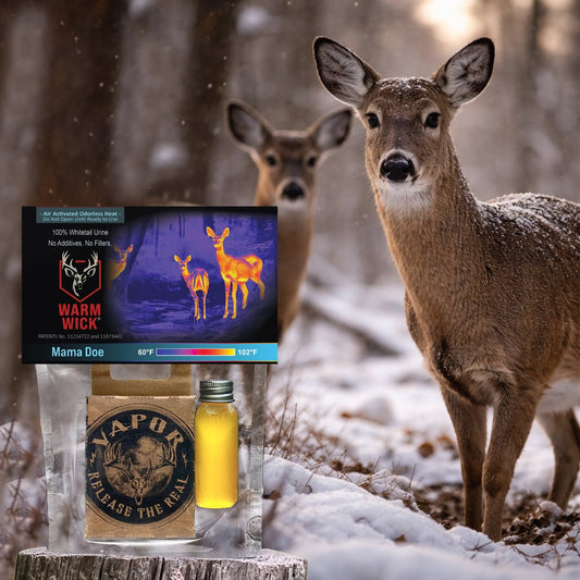 WARM WICK® Mama Doe thermal activation system with natural doe signal for cold-front and low-pressure hunting setups.