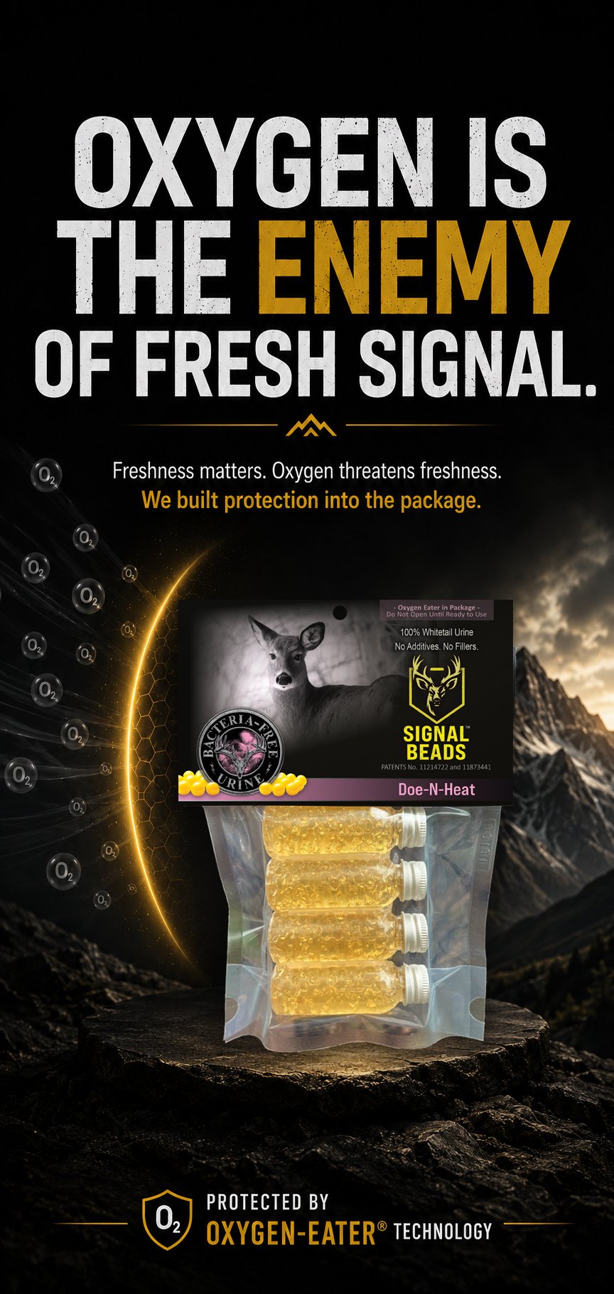Oxygen-Eater Technology explains why oxygen is the enemy of fresh biological signal.